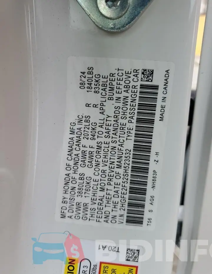 2HGFE2F52SH523532 Photo# 13