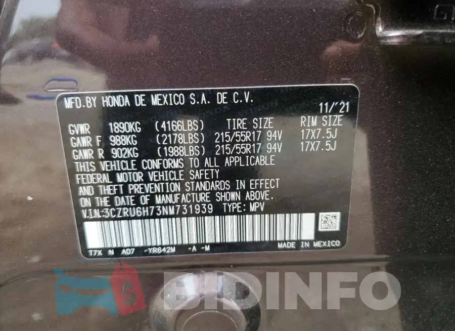 3CZRU6H73NM731939 Photo# 14