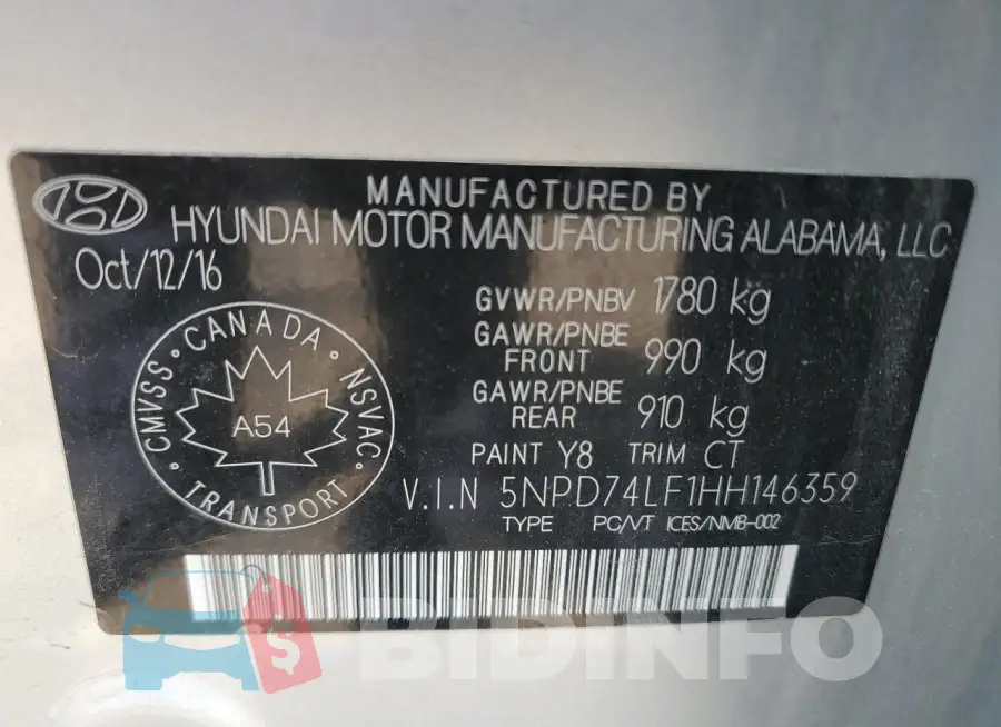 5NPD74LF1HH146359 Photo# 12
