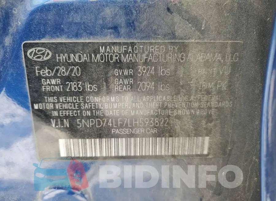 5NPD74LF7LH593822 Photo# 12