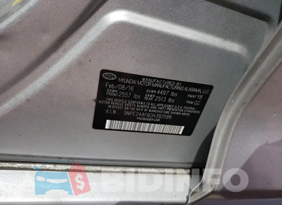 5NPE24AF6GH392599 Photo# 12
