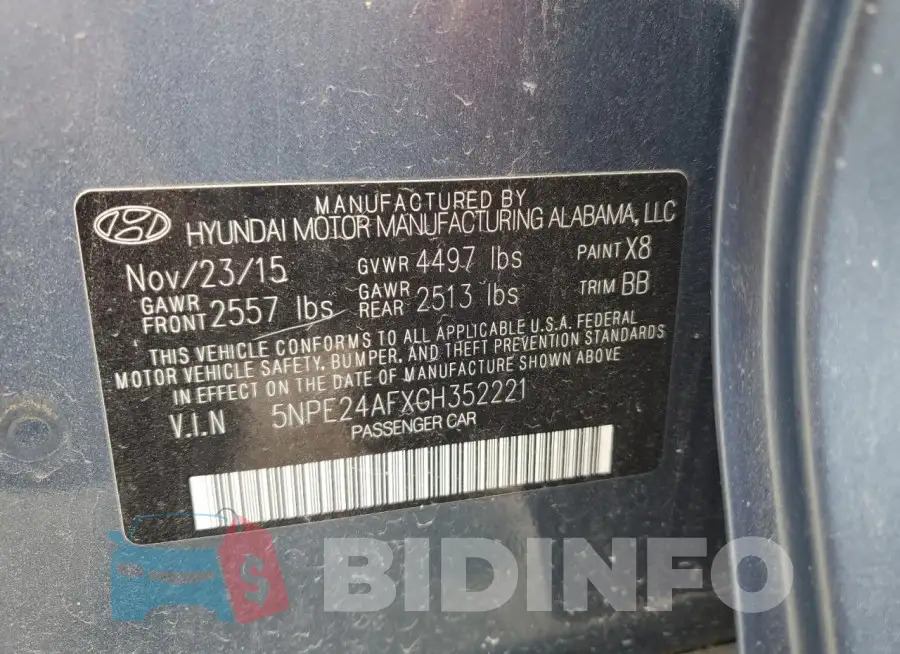 5NPE24AFXGH352221 Photo# 12