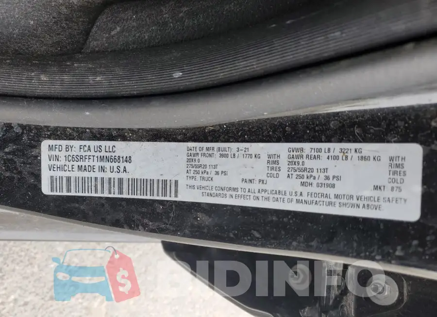 1C6SRFFT1MN668148 Photo# 12