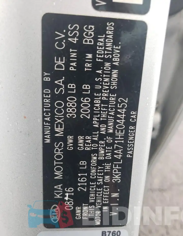 3KPFL4A71HE044452 Photo# 13