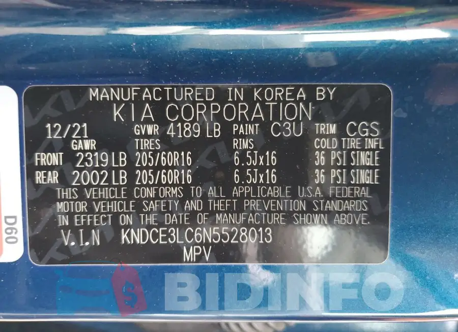 KNDCE3LC6N5528013 Photo# 13