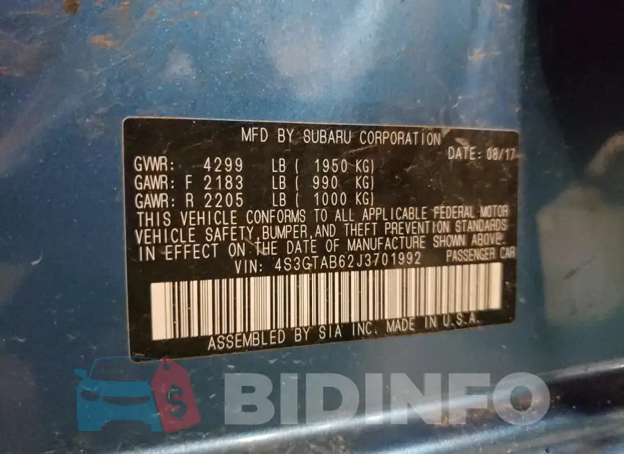4S3GTAB62J3701992 Photo# 12