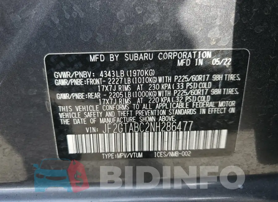 JF2GTABC2NH286477 Photo# 13
