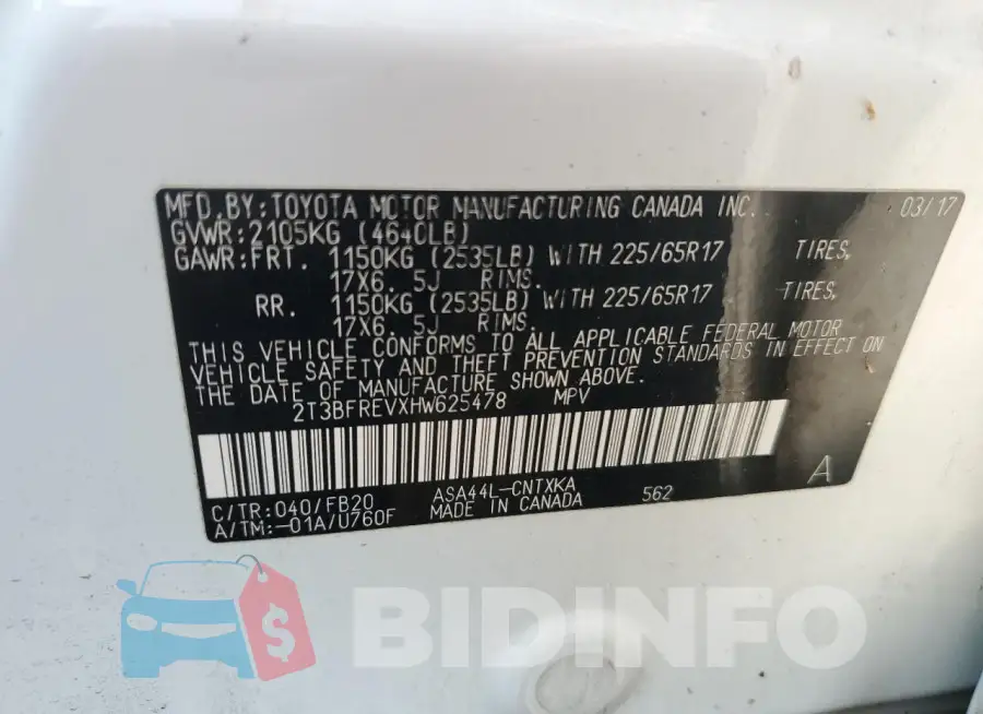 2T3BFREVXHW625478 Photo# 12