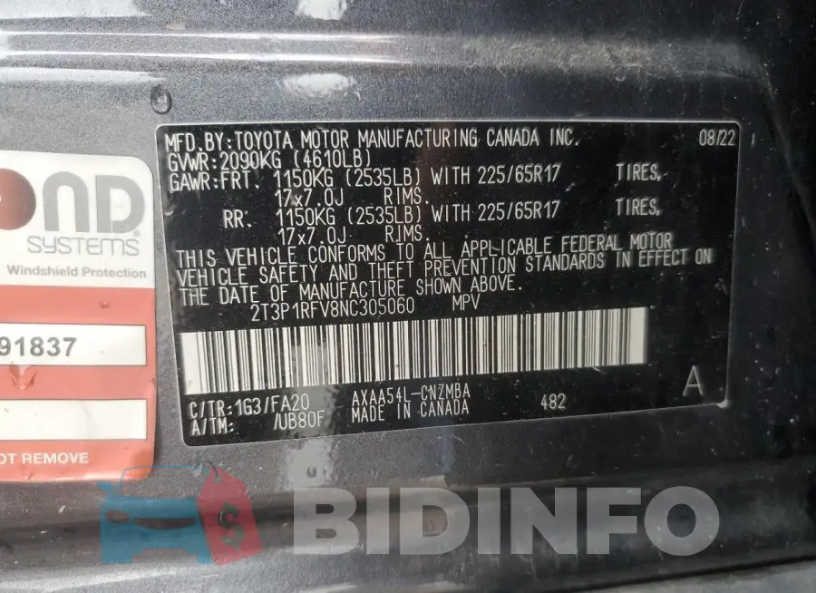 2T3P1RFV8NC305060 Photo# 12