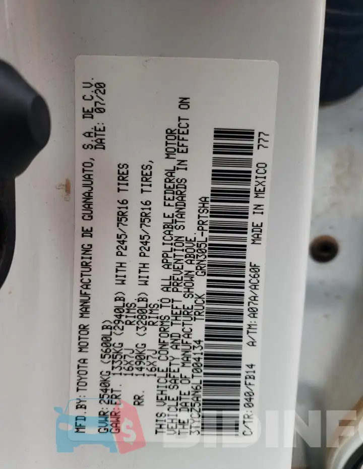 3TYCZ5AN6LT004134 Photo# 12