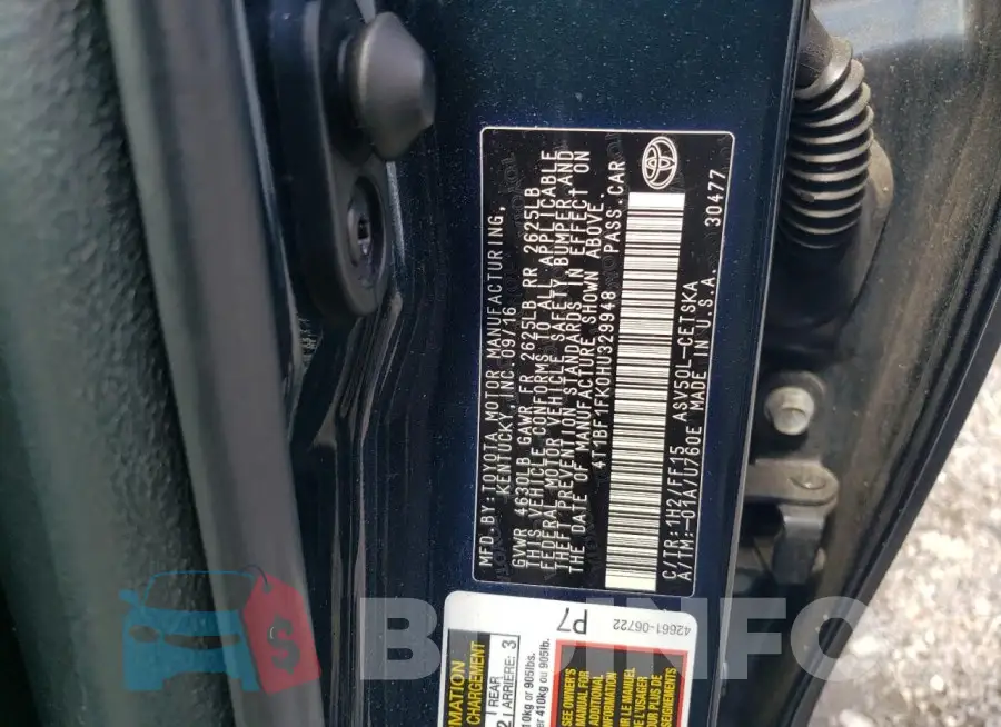 4T1BF1FK0HU329948 Photo# 12