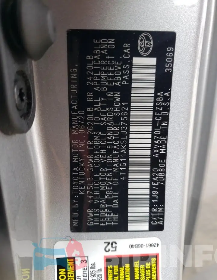4T1G11AK5LU375621 Photo# 12