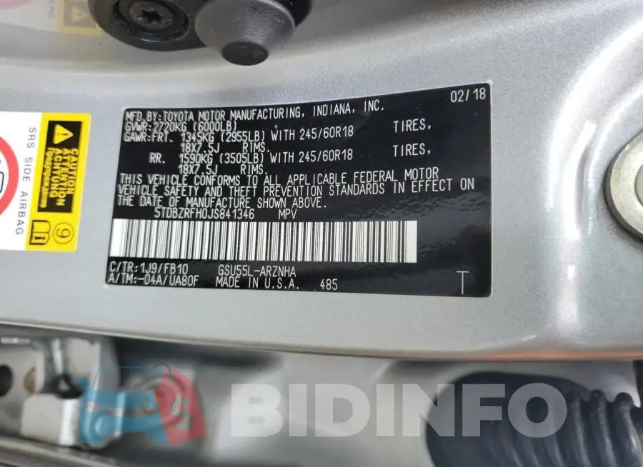 5TDBZRFH0JS841346 Photo# 14