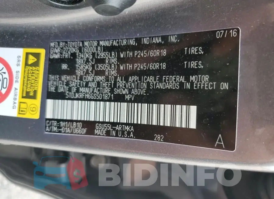5TDJKRFH6GS501871 Photo# 13