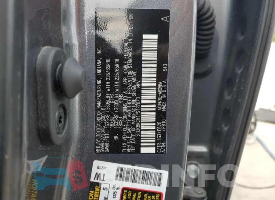 5TDKBRCH1PS127873 Photo# 13