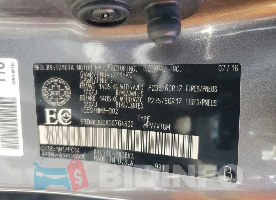 5TDKK3DCXGS764602 Photo# 13
