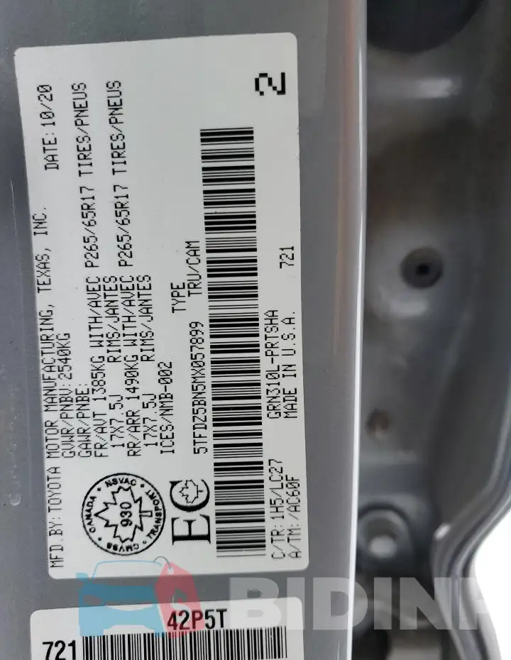 5TFDZ5BN5MX057899 Photo# 12