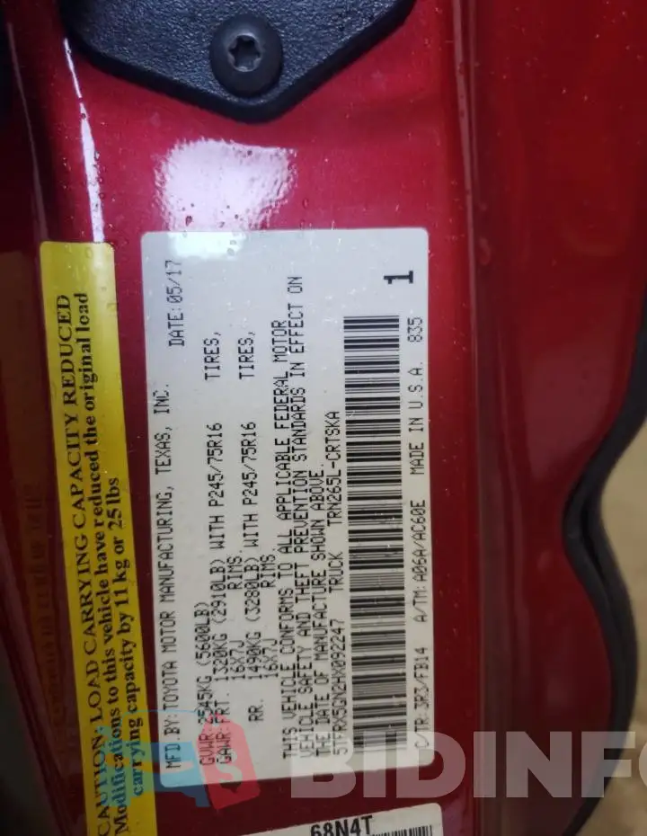 5TFRX5GN2HX092247 Photo# 12