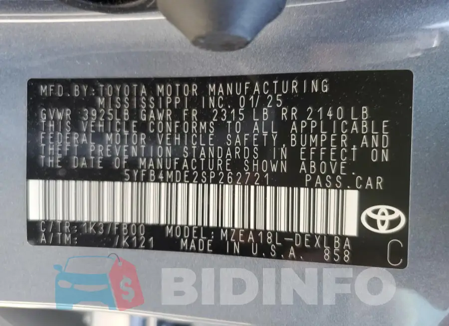 5YFB4MDE2SP262721 Photo# 13