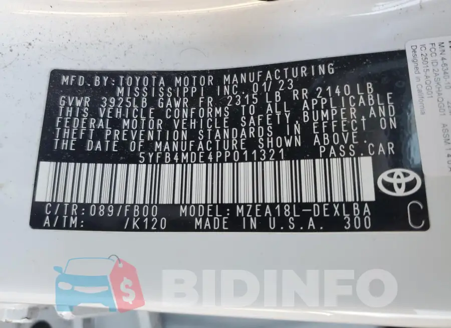 5YFB4MDE4PP011321 Photo# 12
