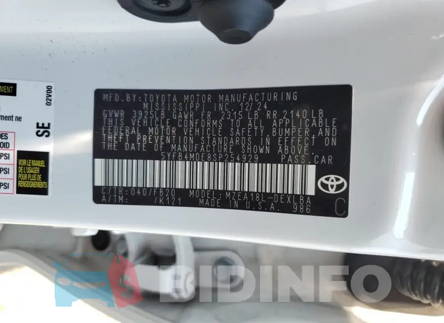 5YFB4MDE8SP254929 Photo# 12