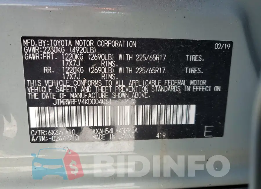 JTMRWRFV4KD004061 Photo# 13
