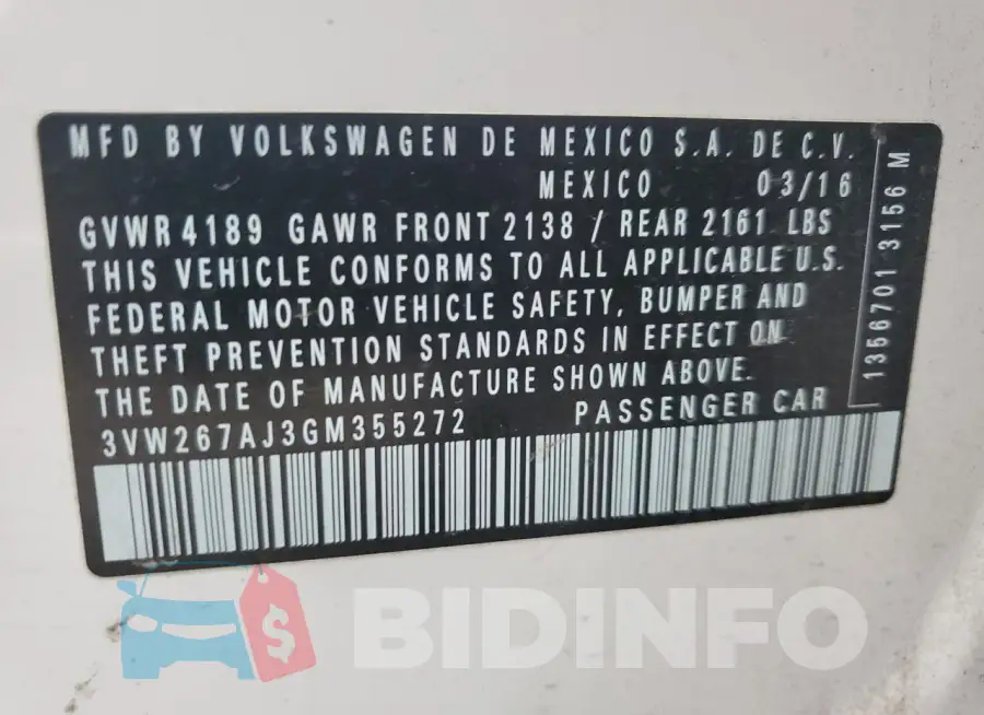 3VW267AJ3GM355272 Photo# 12