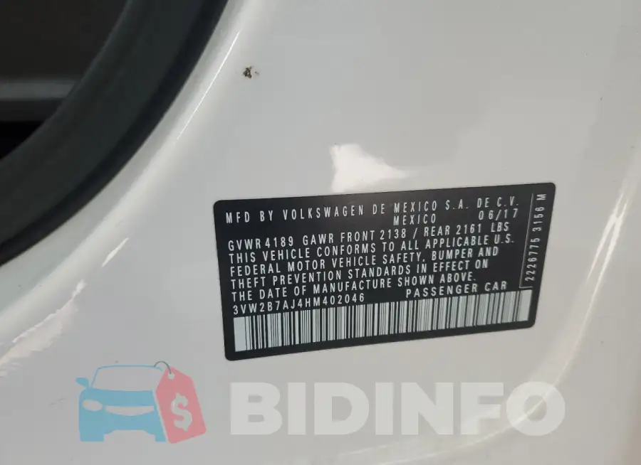 3VW2B7AJ4HM402046 Photo# 12