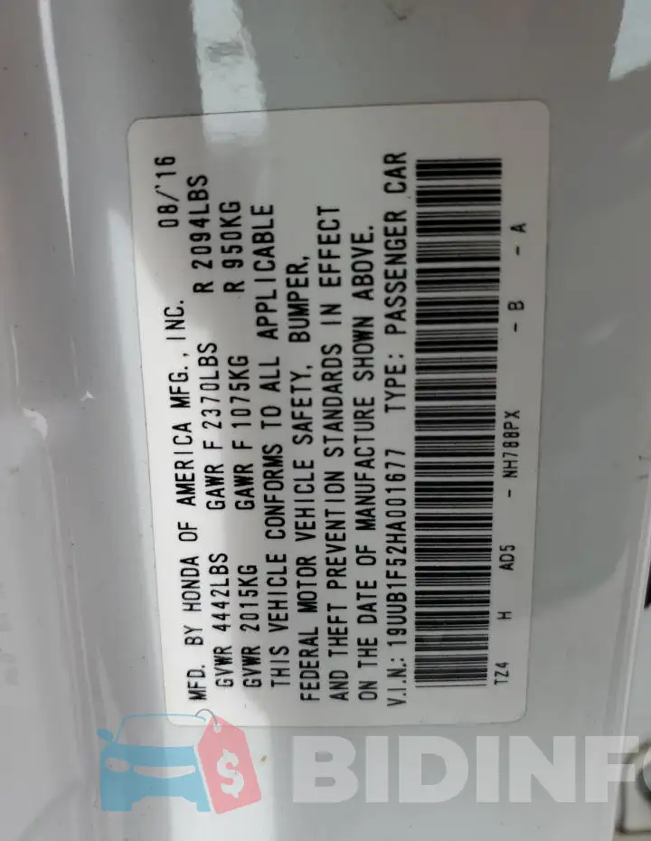 19UUB1F52HA001677 Photo# 12