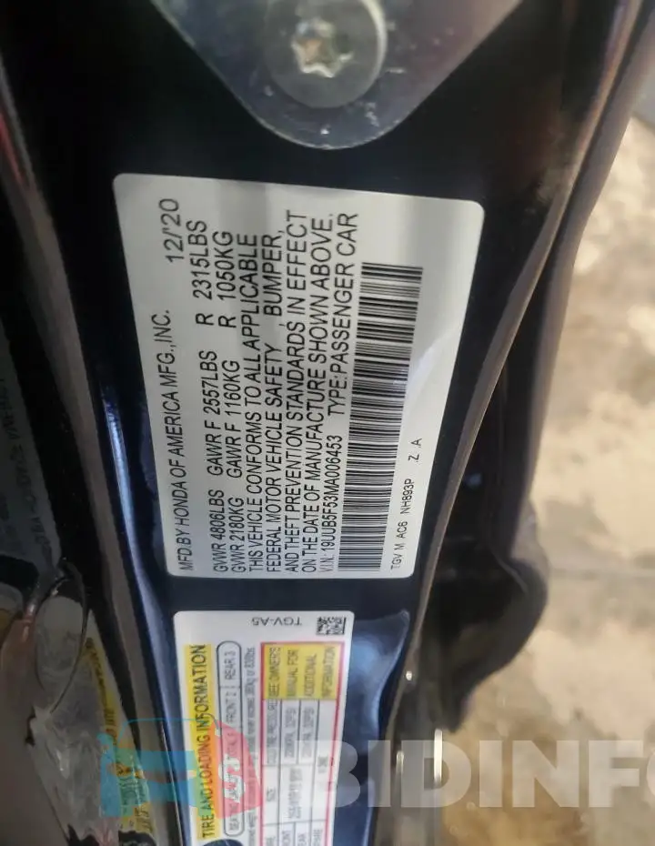 19UUB5F53MA006453 Photo# 12