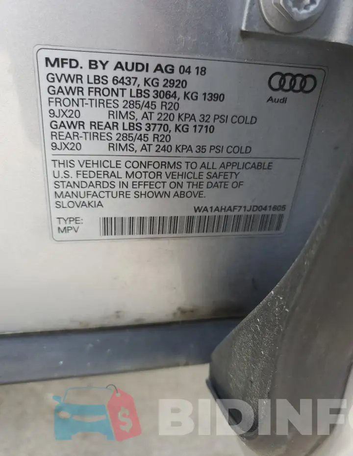 WA1AHAF71JD041605 Photo# 12