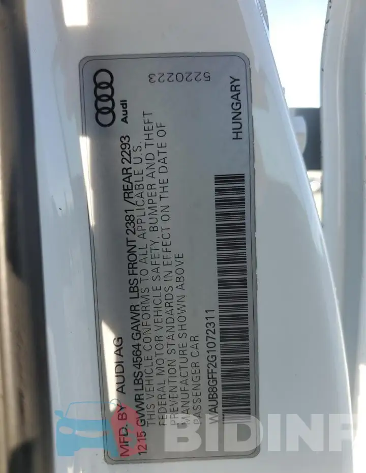 WAUB8GFF2G1072311 Photo# 12