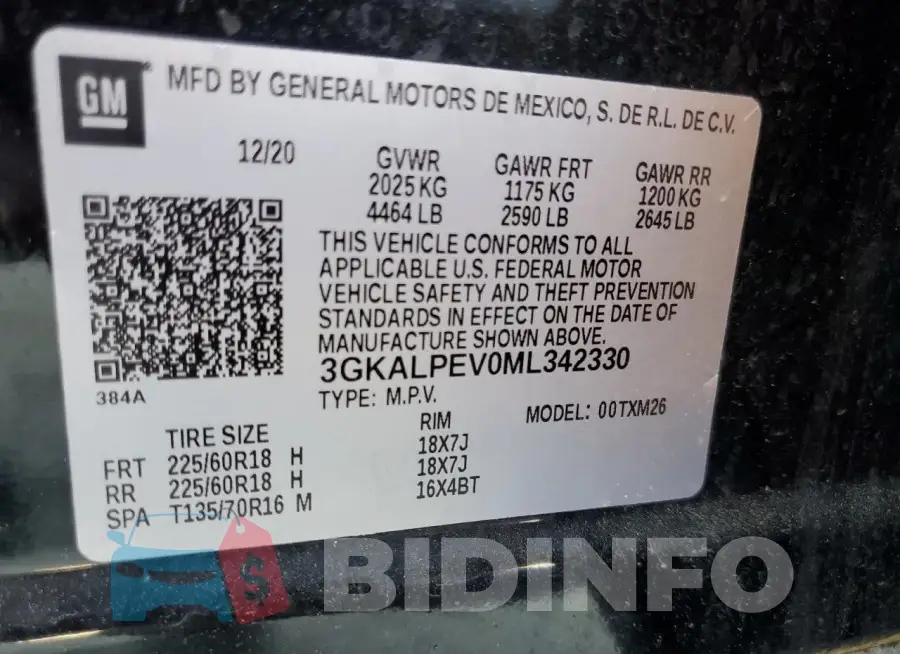 3GKALPEV0ML342330 Photo# 13