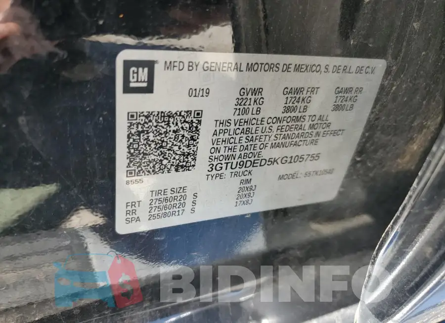3GTU9DED5KG105755 Photo# 12