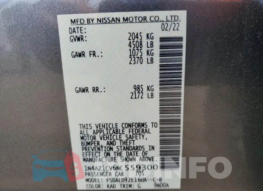 1N4AZ1CV6NC559300 Photo# 13