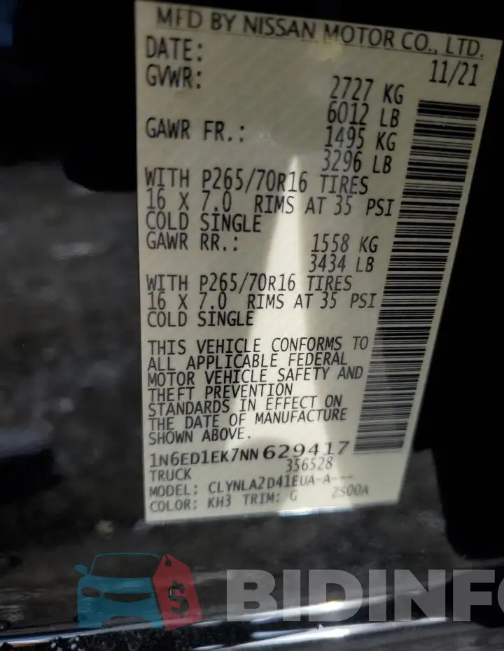 1N6ED1EK7NN629417 Photo# 12