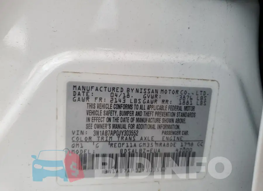 3N1AB7AP0JY303552 Photo# 12
