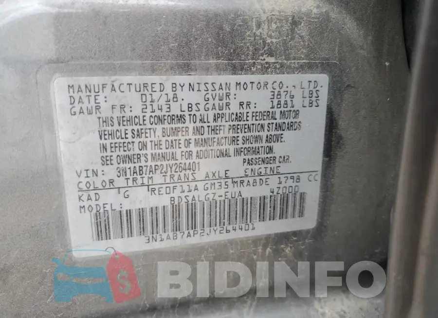 3N1AB7AP2JY264401 Photo# 12