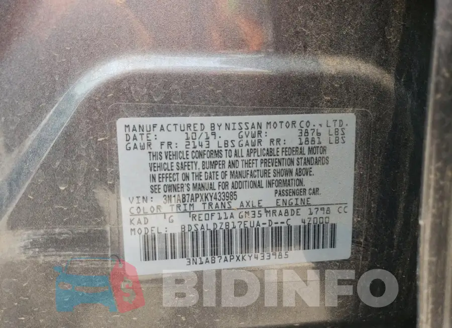 3N1AB7APXKY433985 Photo# 12