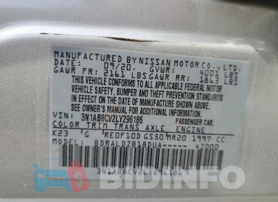 3N1AB8CV2LY296186 Photo# 12