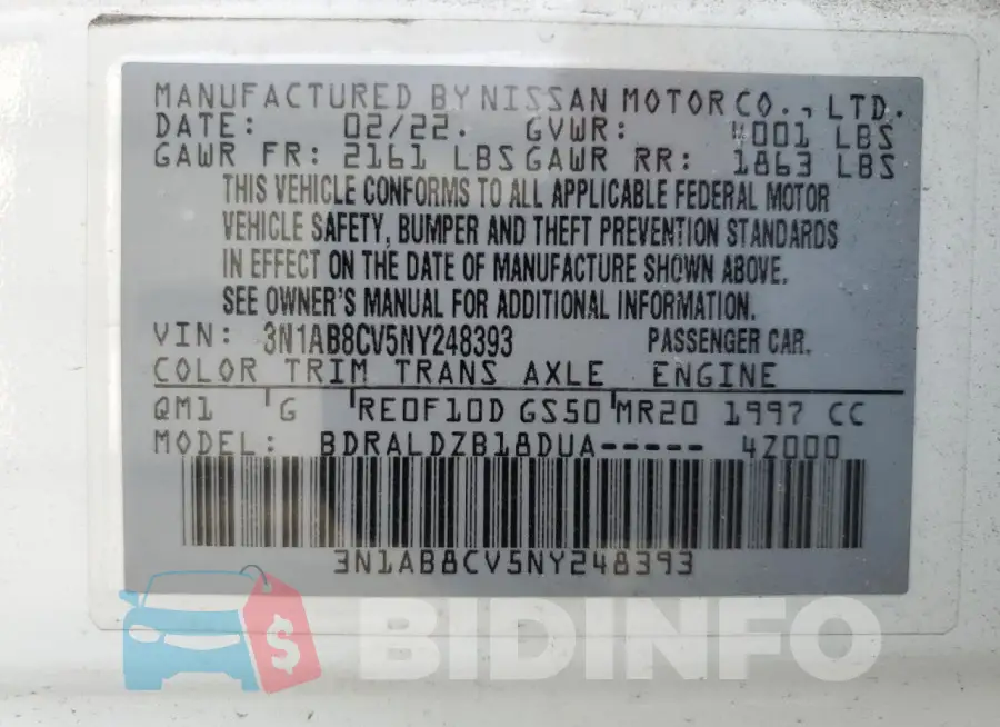 3N1AB8CV5NY248393 Photo# 12