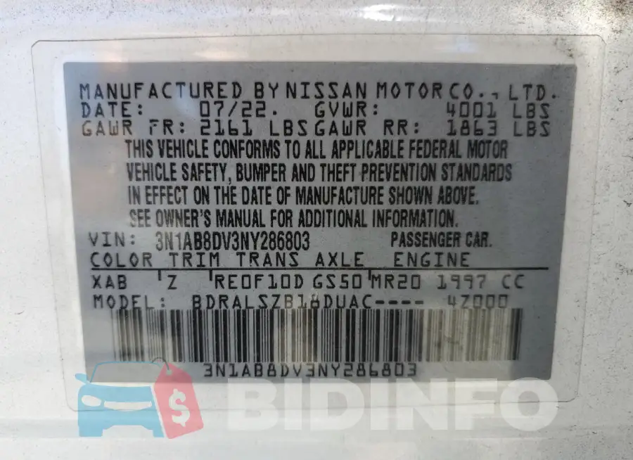 3N1AB8DV3NY286803 Photo# 12