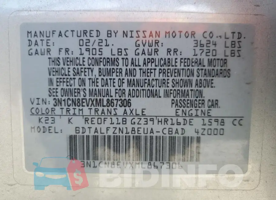3N1CN8EVXML867306 Photo# 12