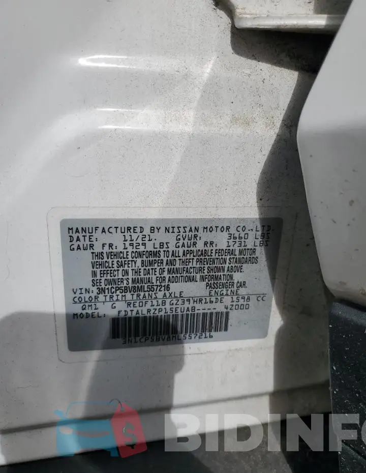 3N1CP5BV8ML557216 Photo# 13