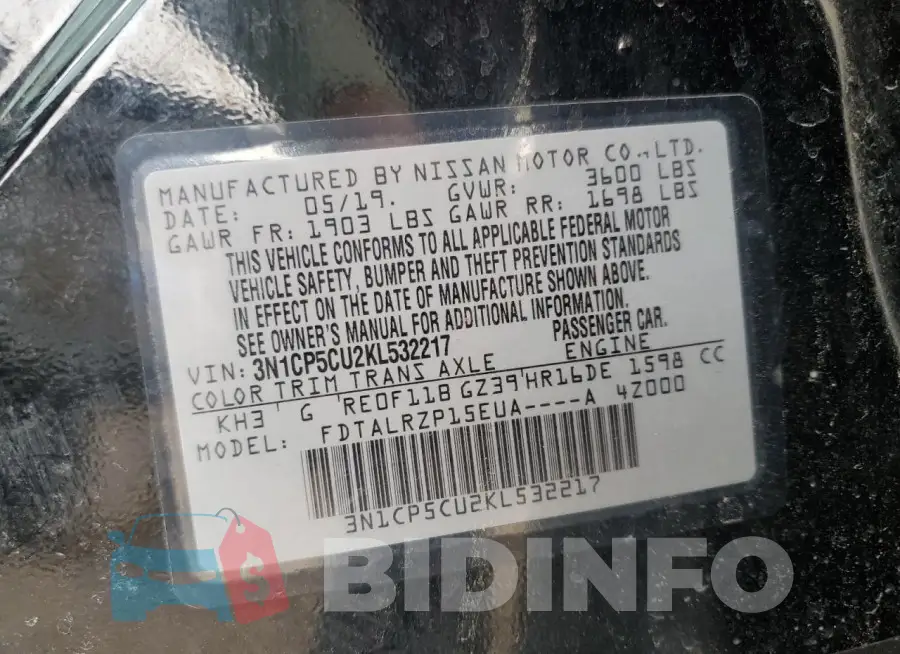 3N1CP5CU2KL532217 Photo# 13