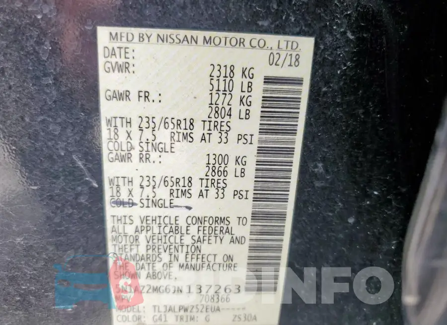 5N1AZ2MG6JN137263 Photo# 14
