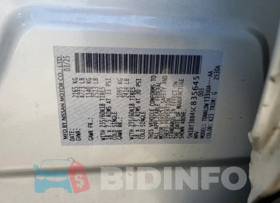 5N1BT3BB4SC835645 Photo# 13