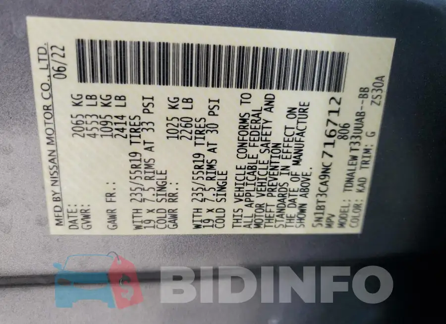 5N1BT3CA9NC716712 Photo# 14