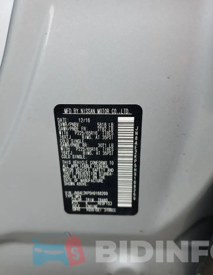 JN8AE2KP5H9168269 Photo# 13