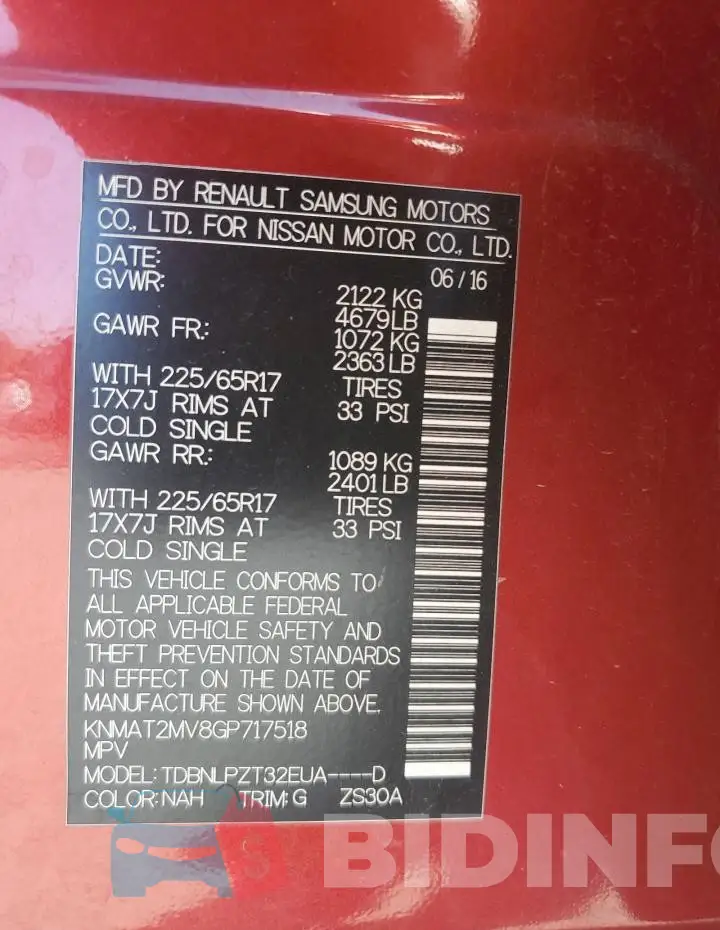 KNMAT2MV8GP717518 Photo# 13